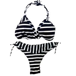 CORPO Bikini S/M Black White Stripe Like New